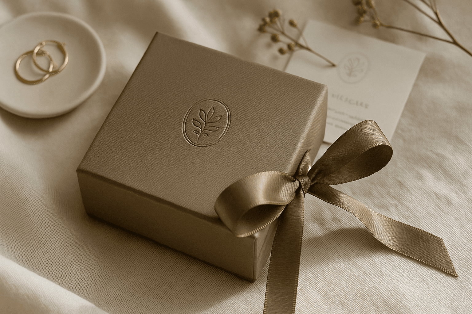 Beautifully packaged jewelry box with elegant branding elements