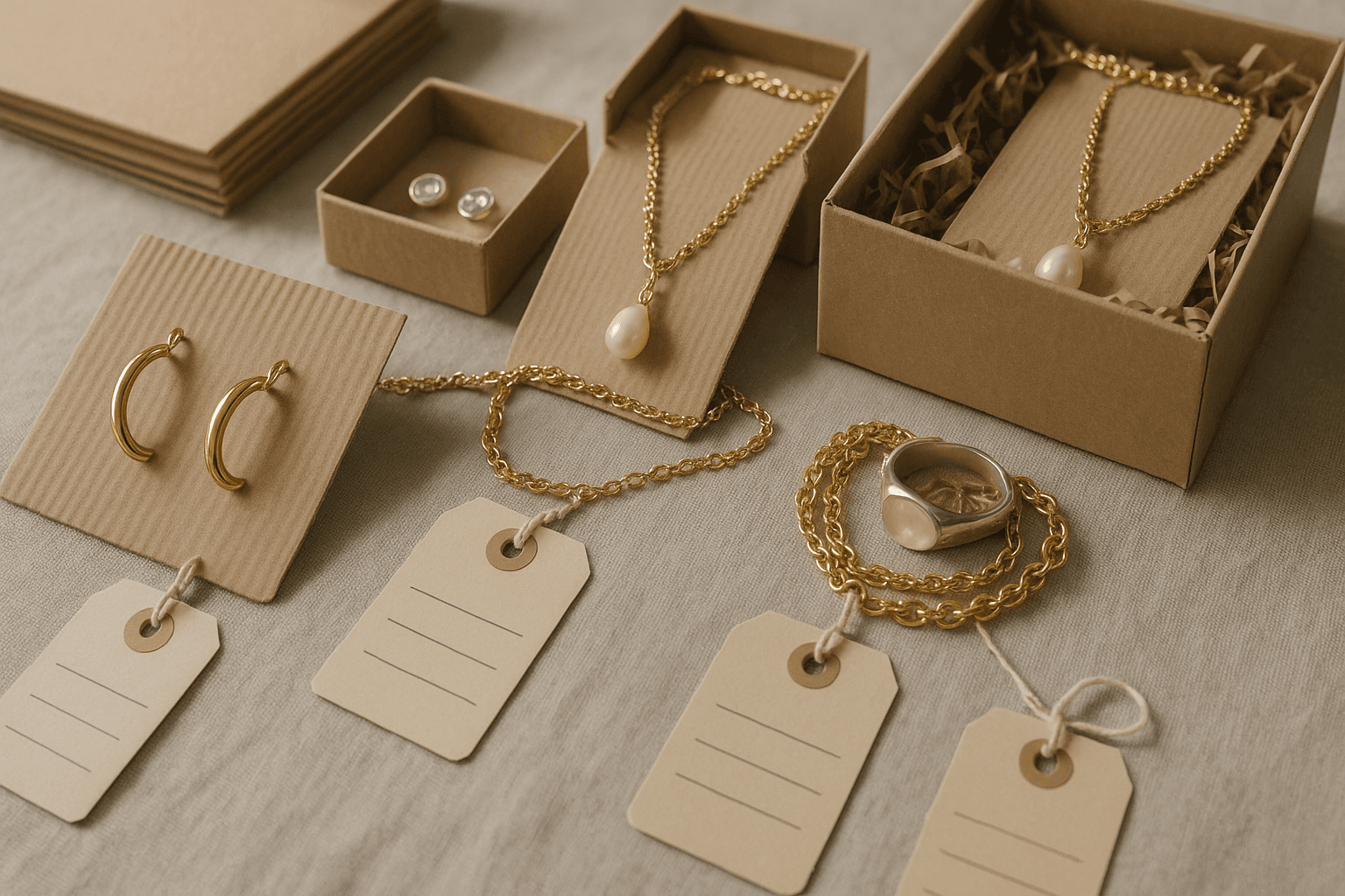 Organized jewelry inventory showcasing items and packaging
